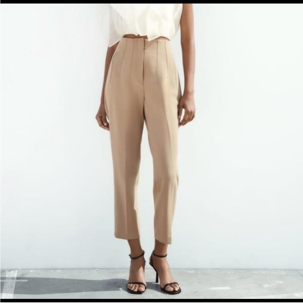 Zara Camel Darted Work Pants